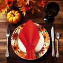 Whaline Fall Thanksgiving Napkin Rings Set of 20, 10 Pcs Wooden Maple Leaf Napkin Ring Holders with 10 Pcs Fall Cloth Napkins for Thanksgiving Table Decorations, Fall Banquet, Holiday Dinner Party
