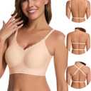 HBselect Low Back Bras for Women Deep V Seamless Bralette Wireless Backless Bra Convertible Straps Halter Bra (Medium, Beige)