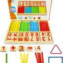 Umbresen Montessori Toys Math Educational Toy - Wooden Intelligence Sticks Number Cards and Counting Rods with Box
