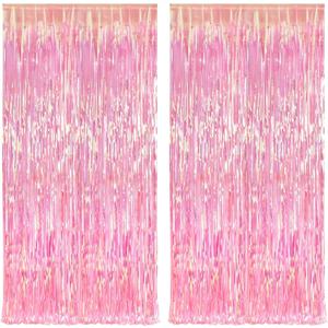 KatchOn, XtraLarge Iridescent Pink Streamers for Party Decorations - 3.2x8 Feet Pack of 2, Pink Backdrop for Mothers Day Decorations, Bachelorette Party Bridal Shower Gender Reveal Pink Birthday Decor