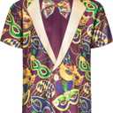 Mens 4th of July Hawaiian T-Shirt,American Flag Tie Dye Shirts,Mardi Gras St Patricks Day Hawaiian T-Shirt (L)