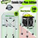 Angooni Professional Tennis Cart with Silent PU Wheels - 2 Capacity Choices (240 Balls) - Sturdy, Lightweight & Portable Storage for Practice and Matches