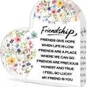 Friendship Gifts for Women, 0.5 Thickness Acrylic Heart Plaque - Best Friend Birthday Gift for Her, Sister Work Bestie Gifts, Thanksgiving & Cheer Up Decorative Sign Keepsake