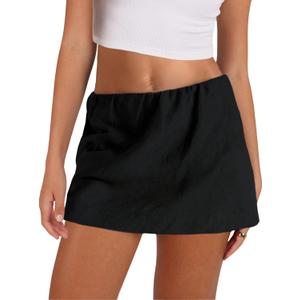 Gozoloma Womens Cotton Linen Skorts Casual Cute A-Line Mini Skirts with Ruffle Inner Waistband, S