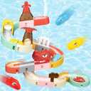 Dinosaur Slide Toys, Toddler Bath Toys for Kids Ages 4-8, DIY Building Kit for Ages 5-7, Bathtub Time Birthday Gifts for Toddler 3 + Year Old (36 PCS)