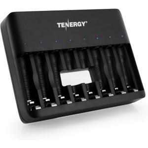 Tenergy TN477U 8-Bay Fast Charger for AA/AAA Ni-MH/NICD Rechargeable Batteries with Micro USB and USB C Inputs
