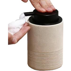 Resin Foaming Hand Soap Dispenser, 11 OZ Bathroom & Kitchen Foam Soap Dispenser, Large Capacity Easy-Press Pump Head, Modern Decor Style (Beige)