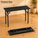 Folding Table Computer Desk - 43.3" No Assembly Folding Desk Design and Foldable Office Desk, Small Desk for Bedroom, Compact Storage Portable Use for Dorm and RV Small Space, Dark Oak