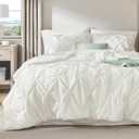 Bedsure California King Comforter Set - Cal King Bed Set 7 Pieces, Pinch Pleat Ivory Cali King Bedding Set with Pintuck Comforter, Sheets, Pillowcases & Shams