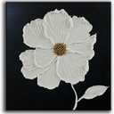 YaSheng Art - Thick Texture Flowers Abstract Oil Painting Hand-Painted Black and White Wall Art Minimalist modern Art Paintings Home Living room Room Dining Room Bedroom Wall Decorative Art Oil Painting 24x24inch (YS191)