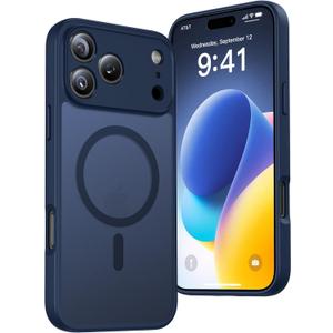 MZHGXKI Magnetic for iPhone 17 Pro Max Case, Full Camera Protection, Compatible with MagSafe, Military-Grade Shockproof, Anti-Slip, Matte Slim Cover for i Phone 17 Pro Max Phone Case 6.9", Blue