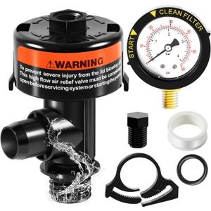 98209800 High Flow Manual Relief Valve, Air Relief Manual Valve Assembly with Pressure Gauge, Replacement for Pool and Spa Filter