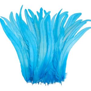 Yuxung 100 Pcs Nature Rooster Tail Feathers 12-14 Inch Bulk Natural Long Rooster Tail Feathers for DIY Crafts Costume Mardi Gras Party Performances Carnival Decoration(Blue)