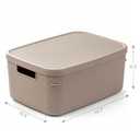 BINO | Plastic Storage Bins with Lids, 13 Liter - 3 Pack, Taupe | THE TWILL COLLECTION | Plastic Bins for Organization | Woven Storage Baskets for Organizing | Pantry Shelf Organizer Basket Bin