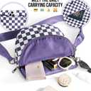 MEISEY Checkered Crossbody Messenger Bag, Black and White Pattern, Adjustable Shoulder Strap