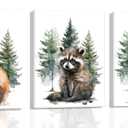 3pcs Framed Forest Watercolor Canvas Wall Art Set
