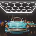 LED Hexagon Garage Light - Super Bright Car Detailing Shop LED Garage Lights, Hexagon Ceiling Lighting System for Home Gym Workshop Basement Warehouse