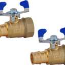 LD Valve- Pex A to FPT Transition Ball Valve, 3/4-in Propex X 3/4-in NPT Expansion Valve with Blue T-Handle, F1960 Brass PEX A Shut Off Valve For Pex A Pipe(2-Pack)