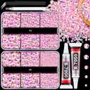 Resin Jelly Rhinestones for Crafting with B7000 Jewelry Glue, 2 Boxes Light Pink AB Flatback Crystals with 2Pcs 10ml Glue, Bedazzling Non Hotfix Gems for DIY Tumblers Clothing Shoes Manicure