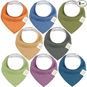 KeaBabies 8-Pack Organic Baby Bandana Bibs for Boys, Girls - Super Absorbent Triangle Baby Bibs for Drooling and Teething Infant, 100% Cotton Extra Soft for Newborn, Infant 0-36 Months (Cruise)