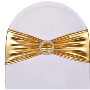 50pcs Metallic Golden Stretch Spandex Chair Sashes with Buckle for Christmas Wedding Party Banquet Celebration Baby Shower Events Birthday Decoration Anniversary Ceremony Reception