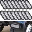 16 Pcs 6 Inch Oval LED Trailer Reverse Lights, 10 LED Backup Tail Lights IP67 Waterproof Submersible Marker Light with 3 Pin Water Tight Plug with Wires for Boat RV Trucks (White)