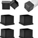 EASYEAH 2" (50mm) Square Chair Leg Floor Protectors, Black Rubber Chair Leg Caps, Non-Slip Patio Furniture Feet Cap, PVC Chair Feet Covers for Hardwood Floors, Tables & Patio Furniture, 4pcs