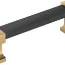 Amerock Overton 3-3/4 inch (96mm) Center-to-Center Brushed Matte Black/Champagne Bronze Cabinet Pull, BP36681BMBCZ