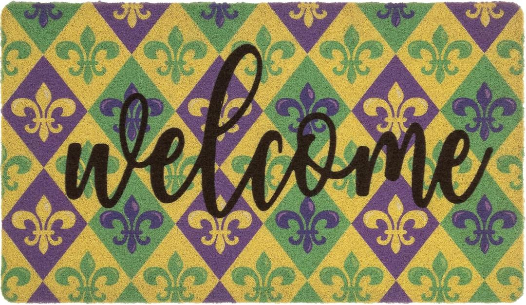 UTOWO Mardi Gras Door Mat Welcome Mat Non Slip Outdoor Mats for Home Kitchen Bathroom Indoor Front Door Decor 17x 29Inch