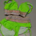 Blooming Jelly Women High Waisted Bikini Sets Tummy Control Swimsuits Color Block Two Piece Drawstring Bathing Suit, Color: Neon Green, Size M