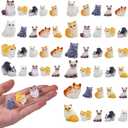 50 Pcs Mini Cat Statue Micro Resin Animal Bulk Kitty Cake Decorating for DIY Moss Landscape Garden Decor Birthday Party Home Decoration