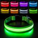 PcEoTllar Light up Dog Collar for Night Walking - LED Dog Collar Light Rechargeable Color Changing, Glow in The Dark Dog Collars Waterproof Glowing Dog Collars for Large Small Medium Dogs (S(11 Inch-15.7 Inch), Green)