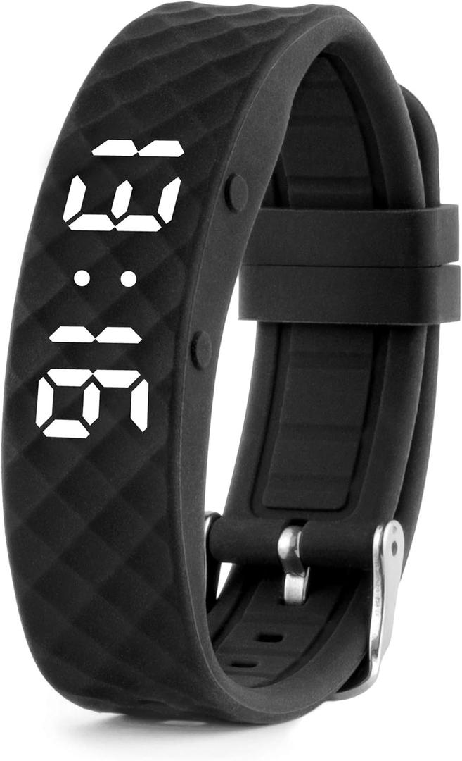 Vibrating Alarm Reminder Watch - with up to 10 Personal Alarms or Pill Reminders per Day (Large, Black)