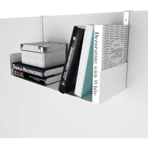Wallniture Bali Cubicle Organizer, Metal Bookshelf with Buro Hanger Cubicle Hooks, White