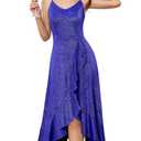 DRESSTELLS Women's Sparkly Cocktail Dresses, 2025 Sleeveless Hi Lo Wedding Guest Bridesmaid Spring Party Aline Midi Dress Glitter Royal Blue XL