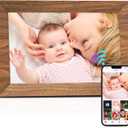 Uhale Digital Picture Frame 32GB Storage 10.1 Inch Wood WiFi Electronic Photo Frames SD Card Slot IPS Touch Screen HD Display Auto Rotate Slideshow Share Videos Photos Instantly Send Wishes Remotely