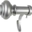 Decopolitan 1-Inch Urn Single Window Treatment Rod Set, 72 to 144-Inch, Antique Silver