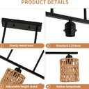 Boho Kitchen Island Light Fixture,39.4" Linear Chandelier for Dining Room,5-Light Rustic Pendant Lights Over Table,Handmade Woven Light Fixture,Farmhouse Wicker Chandeliers for Kitchen Islands