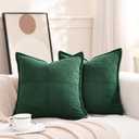 Puncuntex Corduroy Throw Pillow Covers Set of 2 Boho Decorative Green 1818 Inch,Super Soft Pillowcase Cozy Striped Texture Cushion Cover for Couch,Sofa,Farmhouse,Living Room
