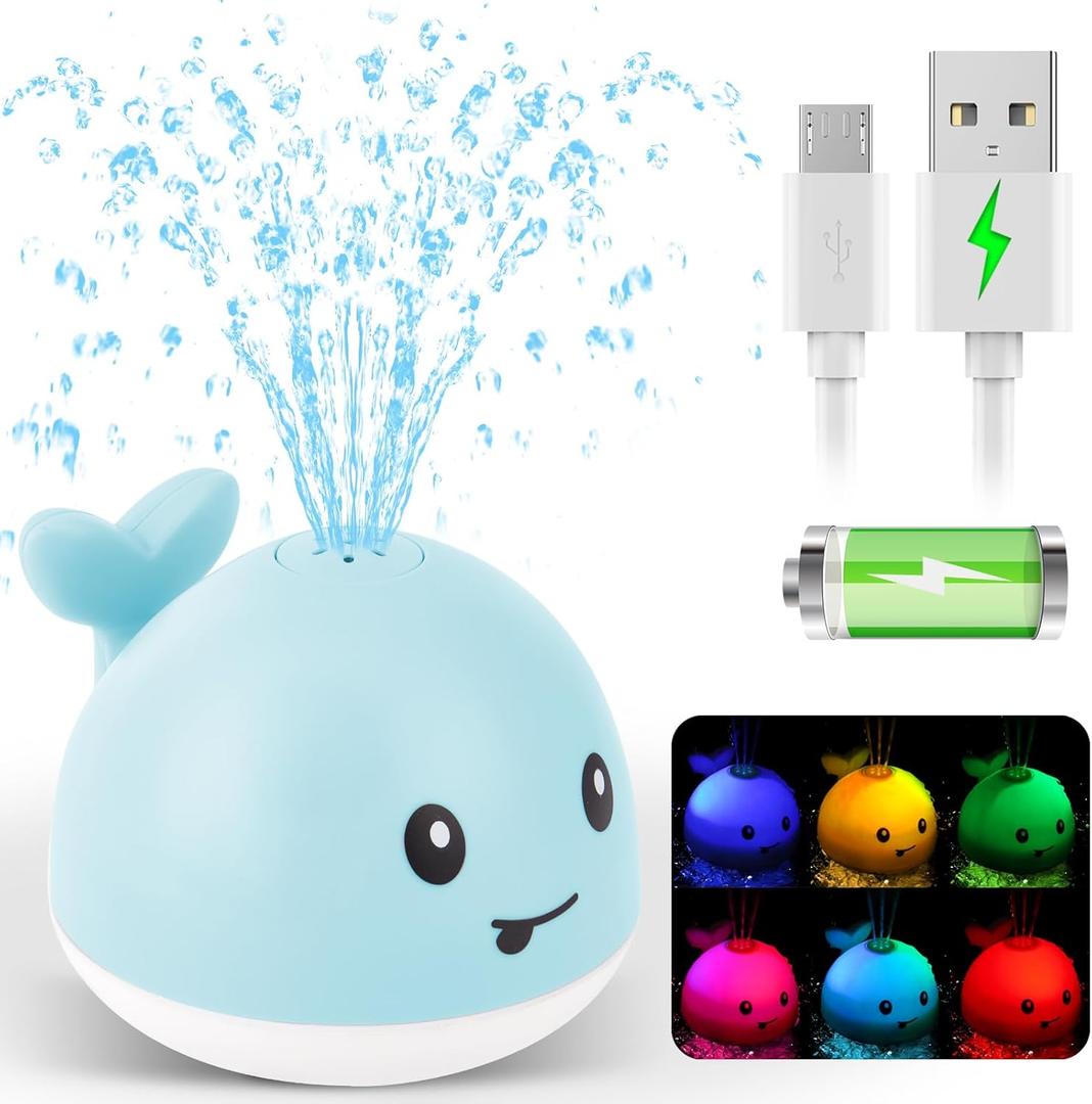 Baby Bath Toys for Kids Ages 1-3, Pool Water Toys for Baby 1 2 3 Year Boy Girl, Whale Bath Toy Sprinkler Light up Bath Toys for Babies 6-12 Months, Toddlers Bathtub Toys Baby Birthday Gifts