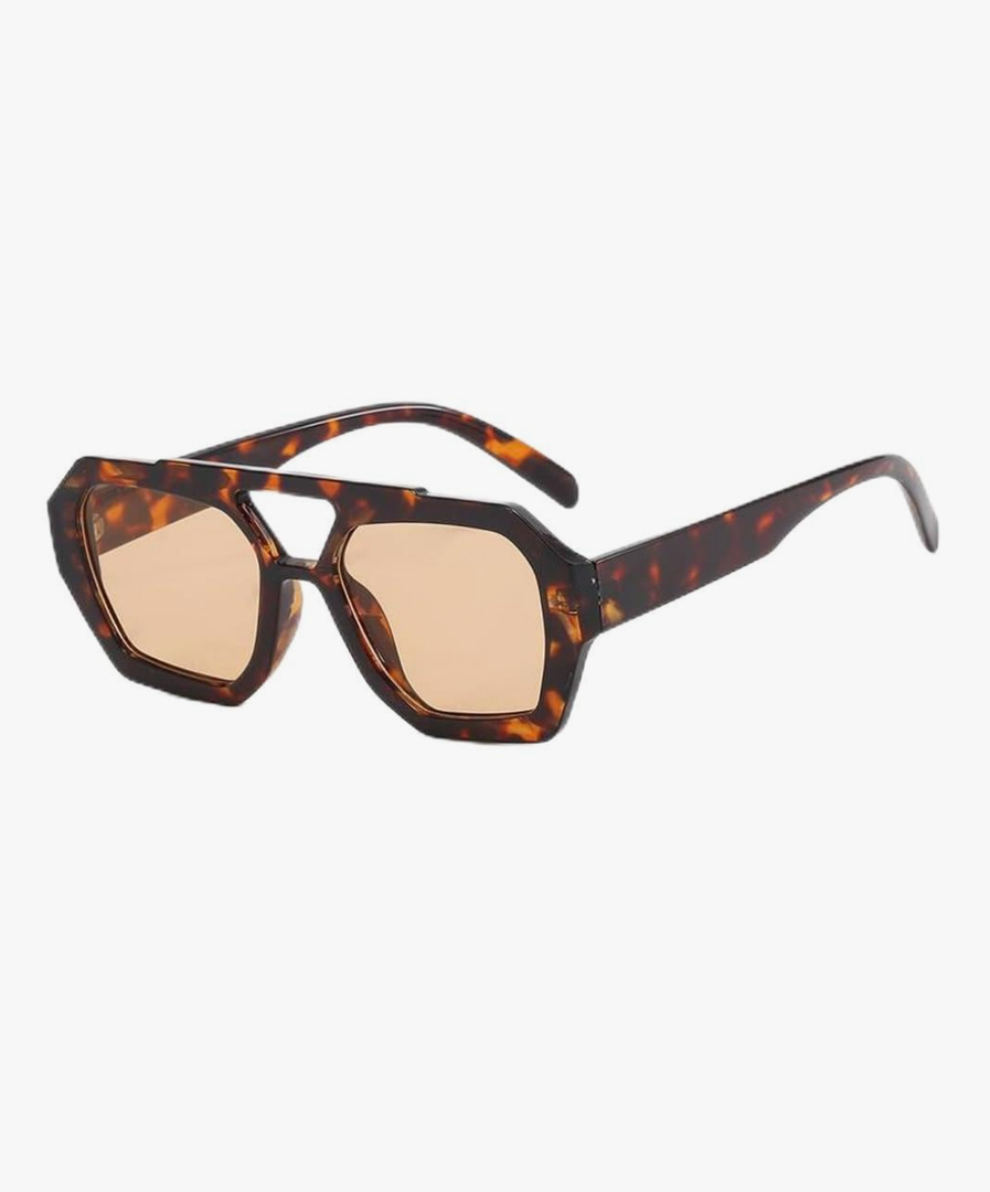 Trendy Aviator Sunglasses for Women Men Hexagonal Square Thick Frame Double Bridge Sun Glasses Shades BS1300