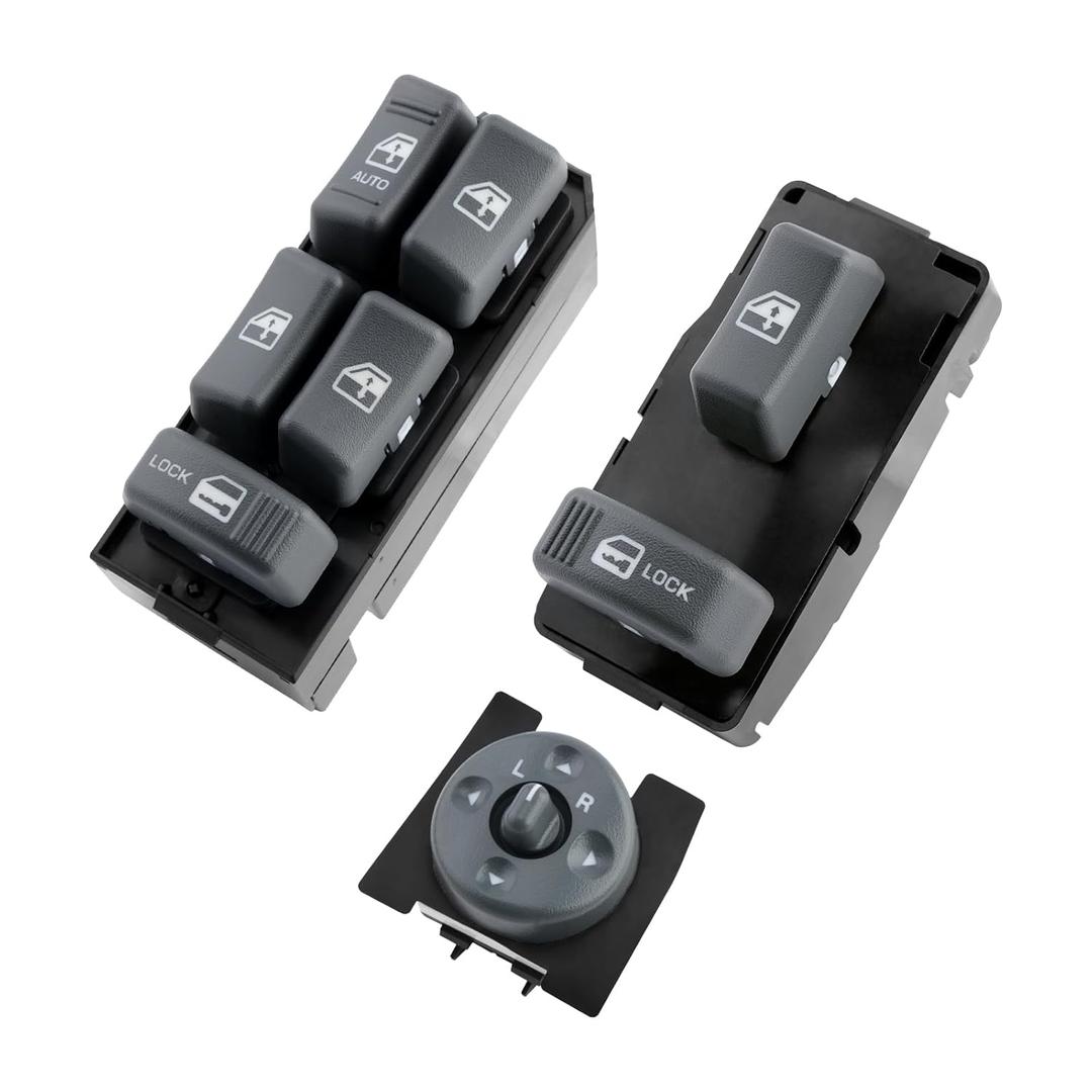 Master Power Window Switch Mirror Control Driver & Passenger Side 4 Door, Compatible with 1994-2001 Chevy GMC C1500 C2500 C3500 K1500 K2500 K3500 Tahoe Yukon, Replaces# 15151360 15151362 15009690