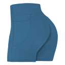 Sunzel No Front Seam Biker Shorts for Women with Pockets, Yoga Workout Gym Bike Shorts with Tummy Control 5" Inseam Blue Gray Small