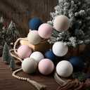 12 Pcs 4 Inch Neutral Textured Christmas Ball Ornament 4 Inch Vintage Matte Boho Cream Blue Pink White Plastic Christmas Ball Rustic Xmas Tree Ornaments Modern Home Decor for Holiday (Multicolored)