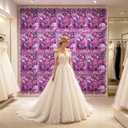 Flower Wall Backdrop, 12PCS 13.8 * 13.8IN Faux Flower Wall Panels for Indoor Outdoor Decor, Floral Backdrop for Birthday Party Wedding Garden Home (Purple, 13.8x13.8 (12pcs))
