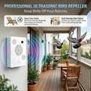 2Pack Upgraded Ultrasonic Bird Repellent Devices Outdoor & Bat Deterrent Rechargeable Woodpecker Deterrent for House Pigeon Repellent to Keep Birds Bats Out of Attic Porch Balconies Indoor