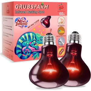 60W Red Infrared Heat Lamp Bulb  All-Day Heating, Supports Metabolism & Digestion, Basking Spot Light for Reptiles, Lizards, Snakes & Chicks, Terrarium & Brooder Heater (60W-3.15)