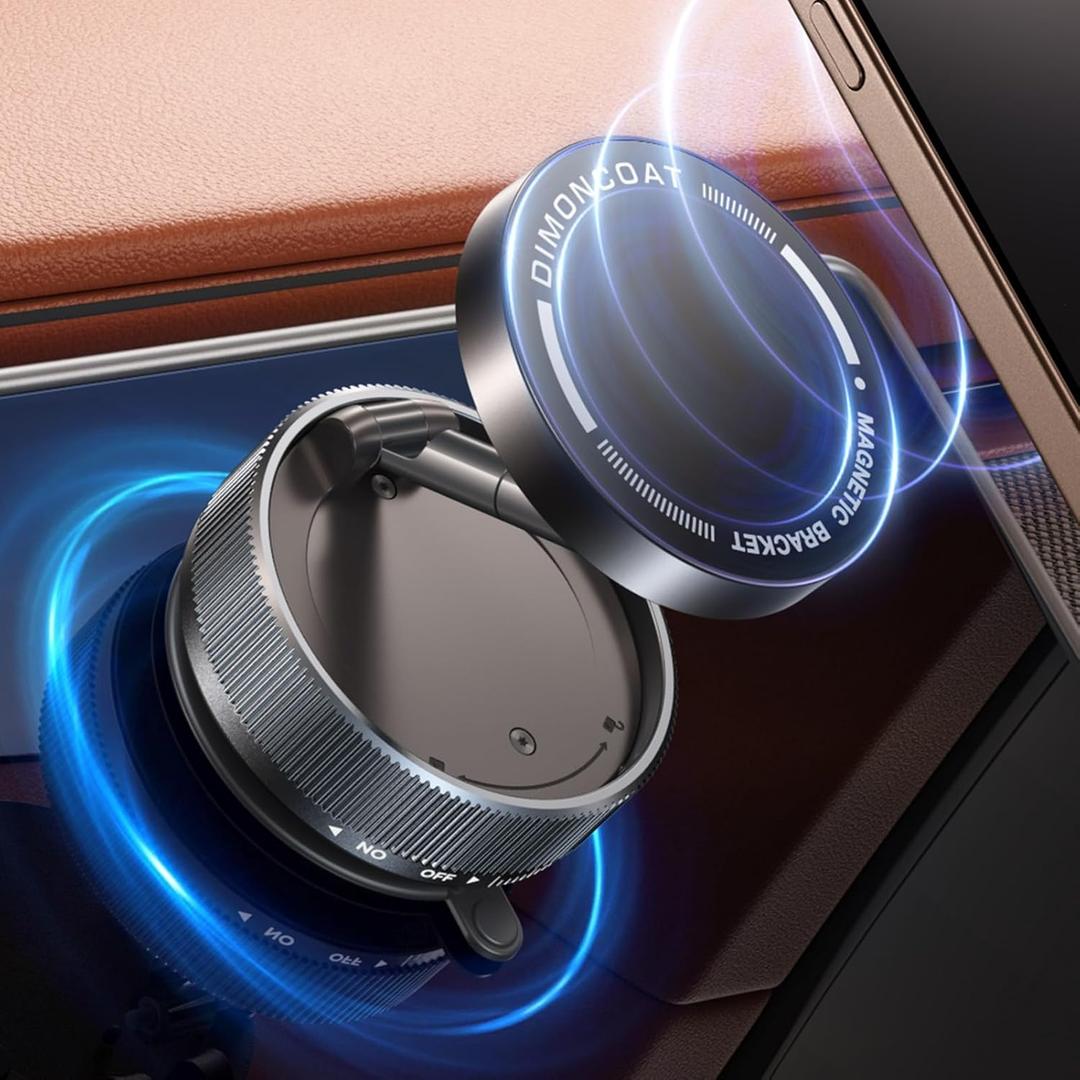 Upgraded Vacuum Magnetic Phone Holder Stand [89+LBS Strongest Suction & 24*N55 Ultra Magnetic] 360 Adjustable Car Phone Mount for MagSafe Suction Cup, Compatible with Car/Gym/Mirror for iPhone 17 16 (Black)
