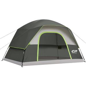 CAMPROS CP Tent 6 Person, Waterproof Windproof Double Layer Family Dome Tent, Easy Setup with Large Mesh Windows & Wide Door for Camping