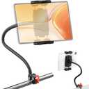 Gooseneck Tablet Holder, 19.69" Metal Crab Clamp iPad/iPhone Mount for Stroller/Treadmill/Golf Cart/Boat/Mic Stand/Gym Bicycle Handlebar Clamp/Desk, Compatible with 4-13" iPad Pro/Air/Mini/E-book